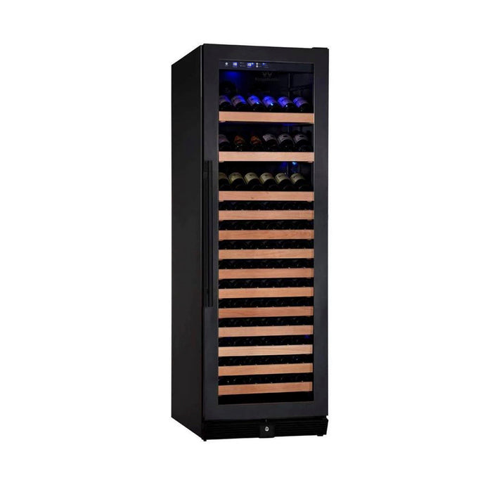 Tall Large Wine Refrigerator With Glass Door With Stainless Steel Trim 
