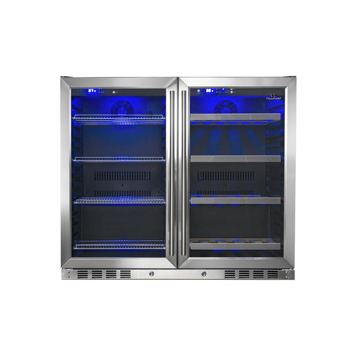 Kingsbottle 39 Inch Under Counter Wine And Beer Fridge Combo