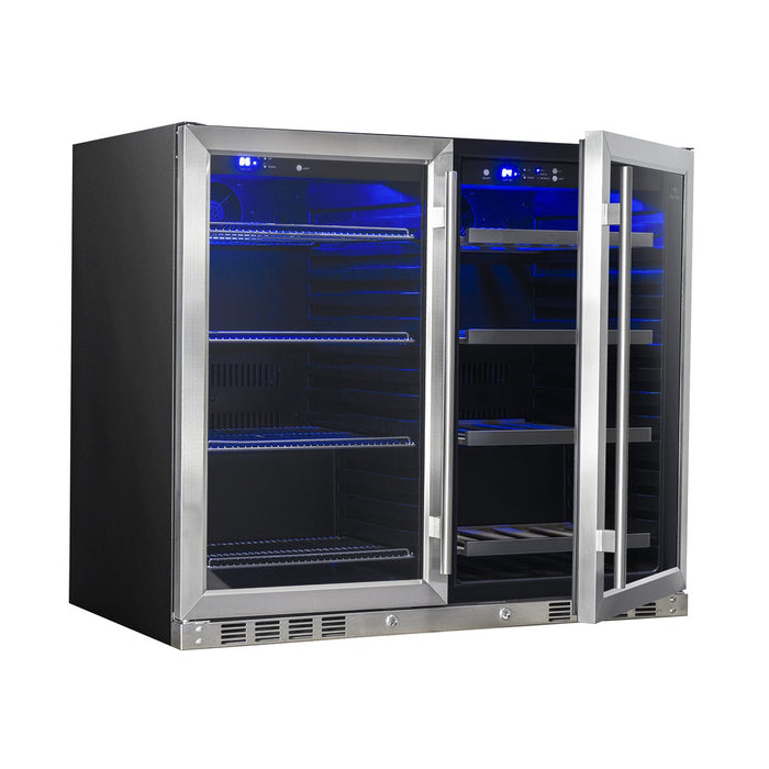 Kingsbottle 39 Inch Under Counter Wine And Beer Fridge Combo