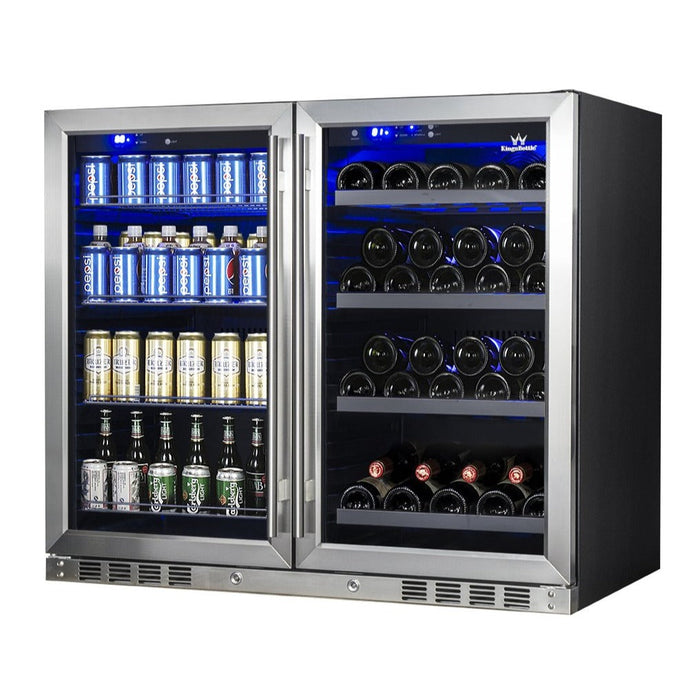 Kingsbottle 39 Inch Under Counter Wine And Beer Fridge Combo