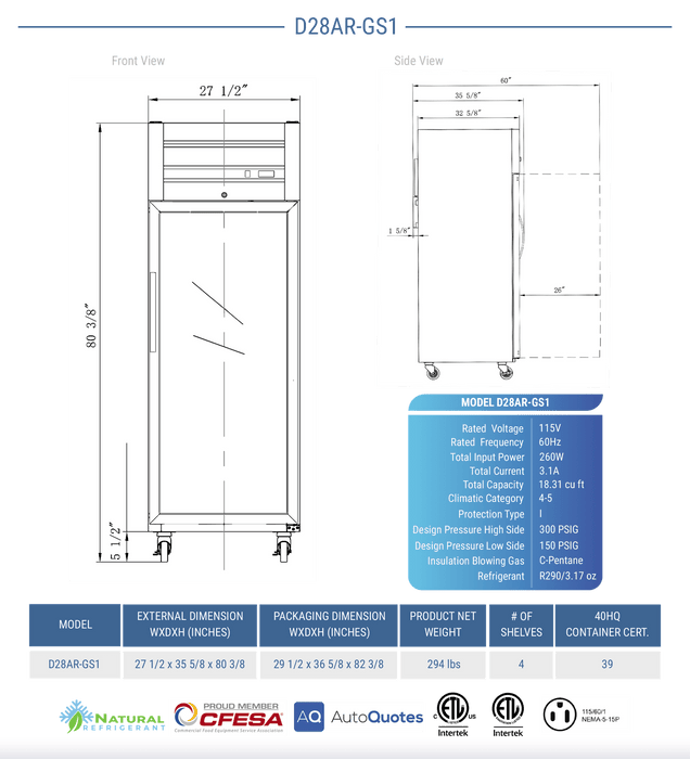 Dukers Commercial Reach In Refrigerator