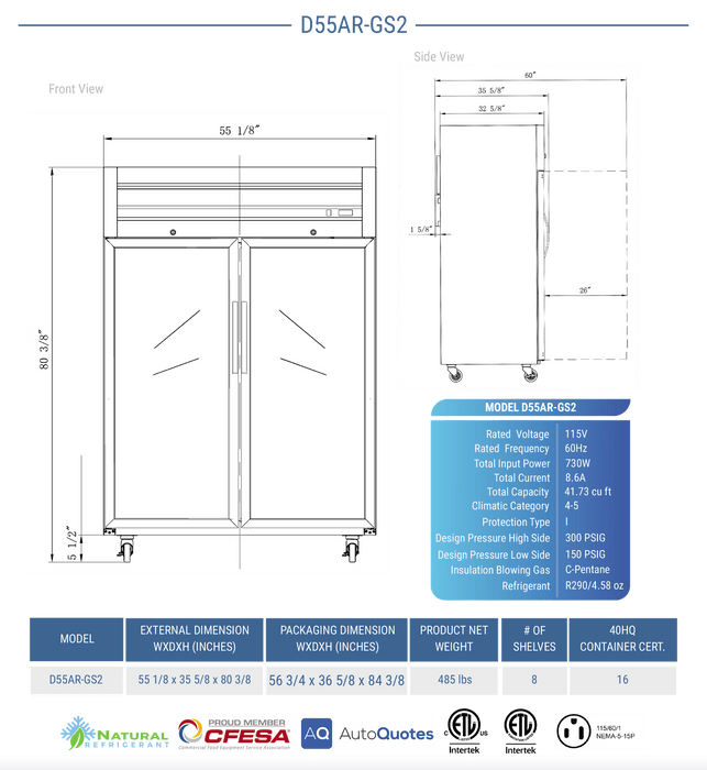 Dukers Commercial Reach In Refrigerator