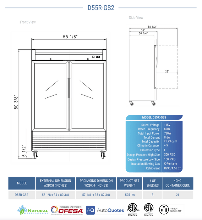 Dukers Commercial Reach In Refrigerator