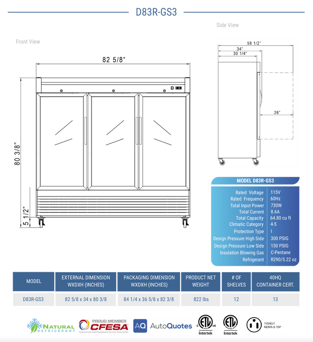 Dukers Commercial Reach In Refrigerator