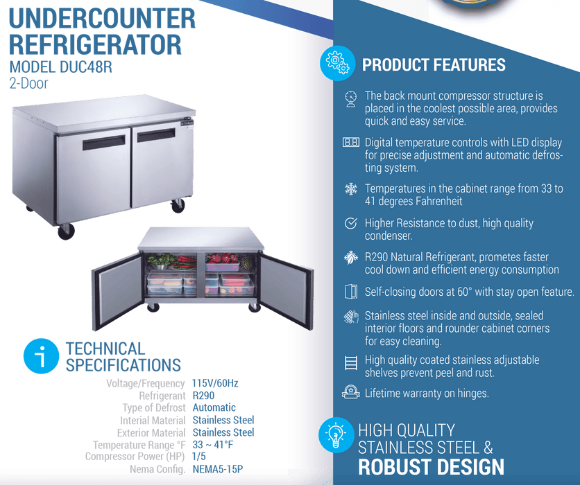 Dukers Undercounter Refrigerator