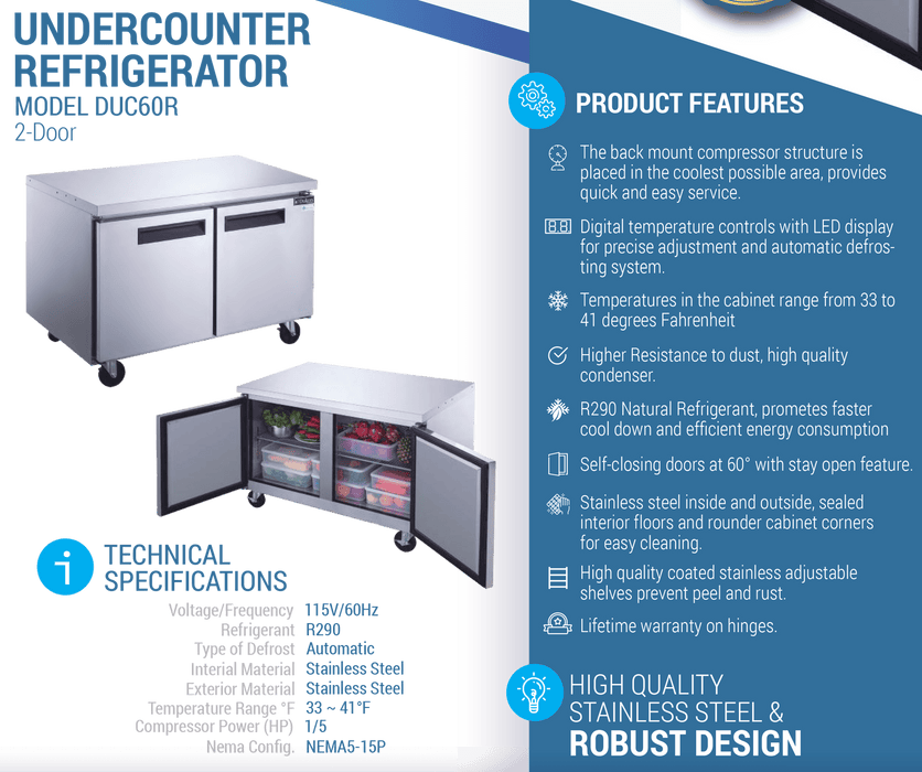 Dukers Undercounter Refrigerator