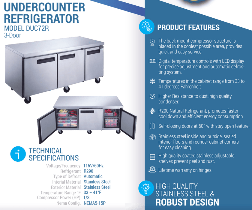 Dukers Undercounter Refrigerator
