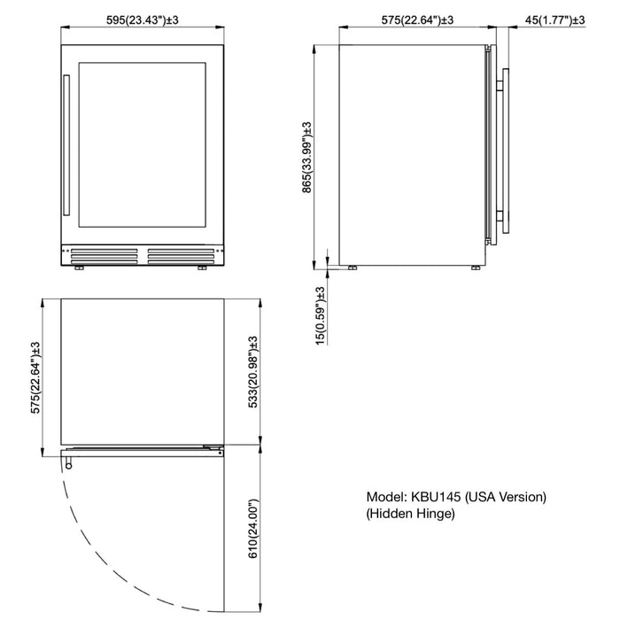 24 Inch Under Counter LOW-E Glass Door Wine Cooler