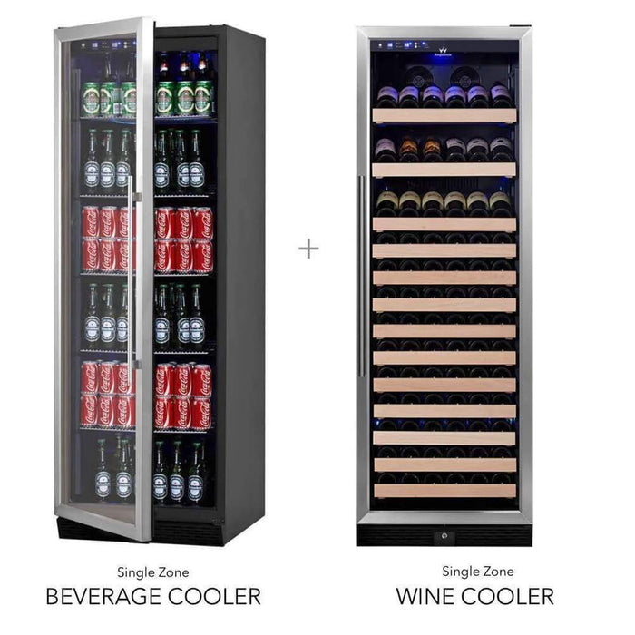 KingsBottle Wine And Beverage Refrigerator Combo With Glass Door