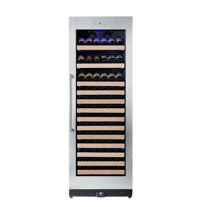 Tall Large Wine Refrigerator With Glass Door With Stainless Steel Trim 