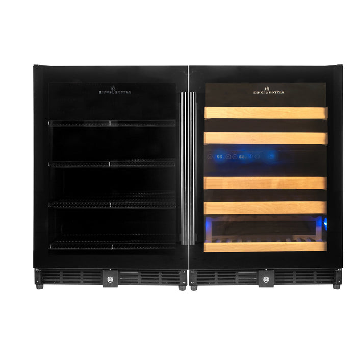 Kingsbottle 48 Inch Triple Zone Glass Door Wine And Beverage Fridge Center Built In