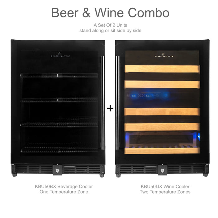Kingsbottle 48 Inch Triple Zone Glass Door Wine And Beverage Fridge Center Built In
