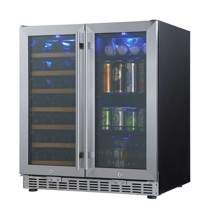 Kingsbottle 30" Under Counter Low-E Glass Door Wine and Beer Cooler Combo