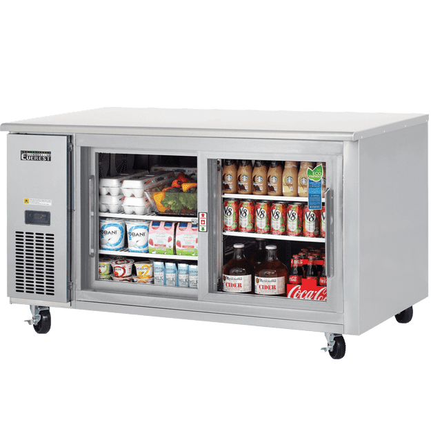 Everest Side Mount Sliding Glass Door Undercounter Refrigerator