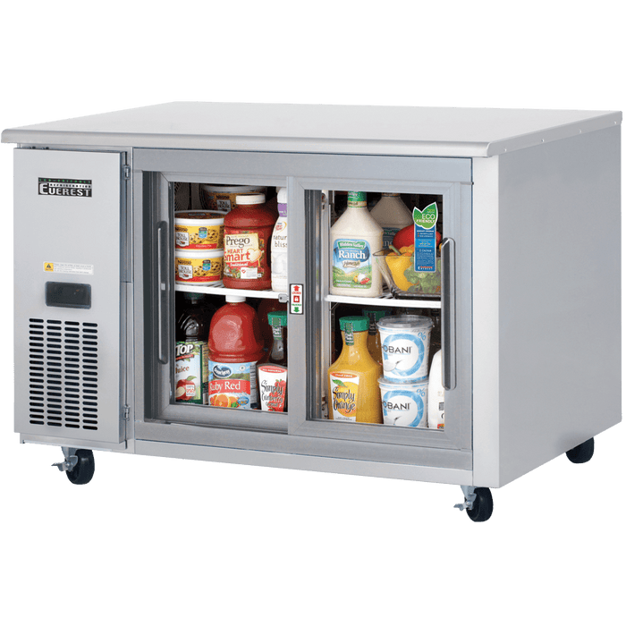 Everest Side Mount Sliding Glass Door Undercounter Refrigerator
