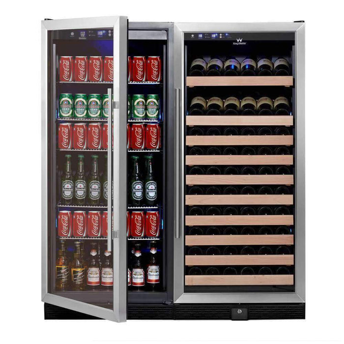 KingsBottle Wine And Beverage Refrigerator Combo With Glass Door