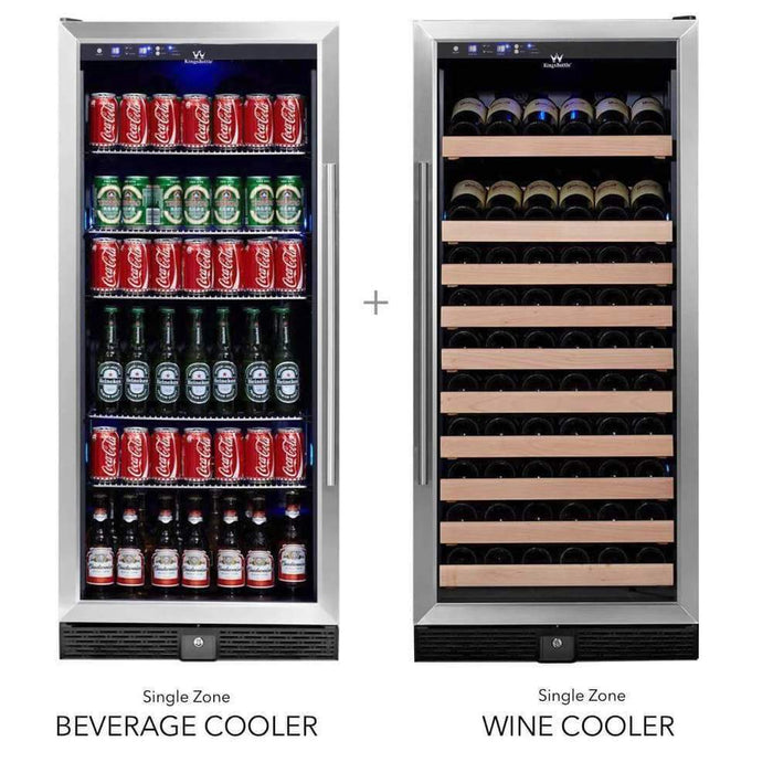 KingsBottle Wine And Beverage Refrigerator Combo With Glass Door