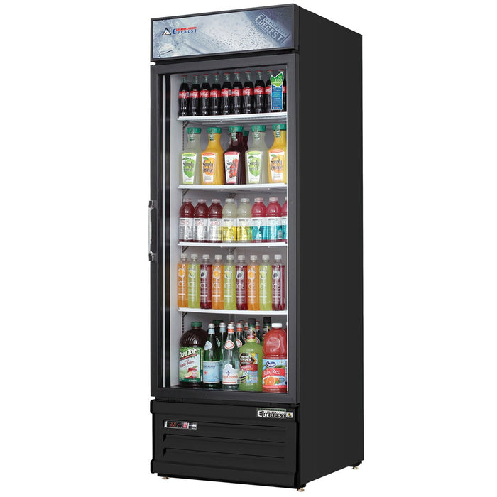 Everest EMGR10B 1 Door Refrigerator Merchandiser, 10 cu ft - Black Exterior