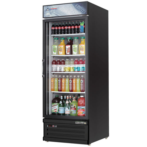 Everest EMGR24B 1 Door Refrigerator Merchandiser, 23 cu ft - Black Exterior
