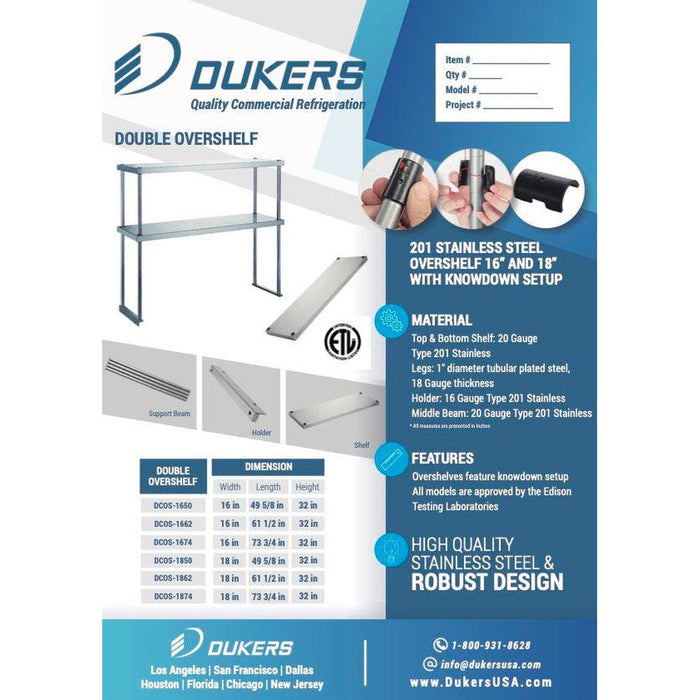 Dukers Commercial Overshelf