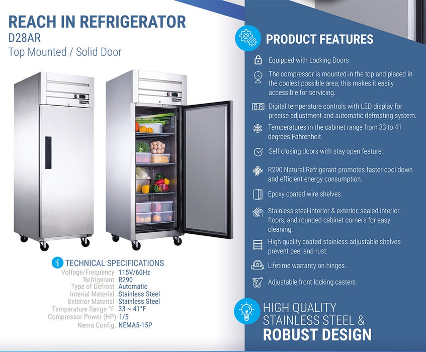 Dukers Commercial Reach In Refrigerator