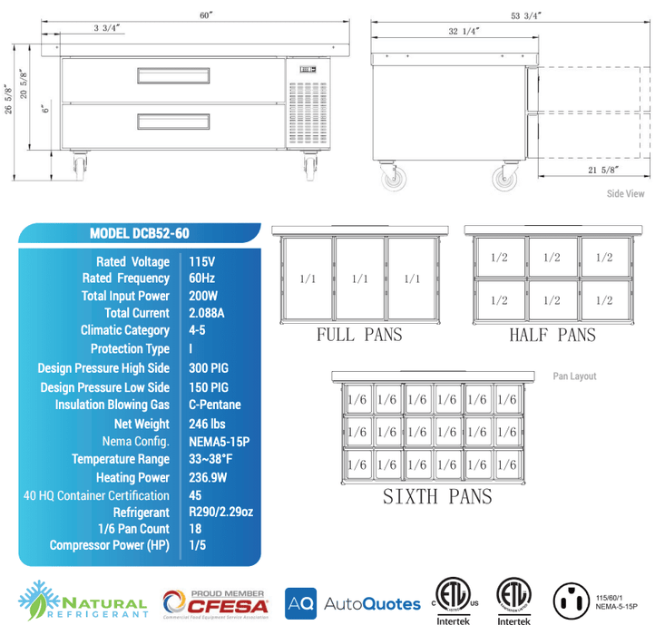 Dukers Chef Base Refrigerator