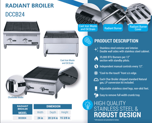 Dukers Radiant Gas Countertop Broiler