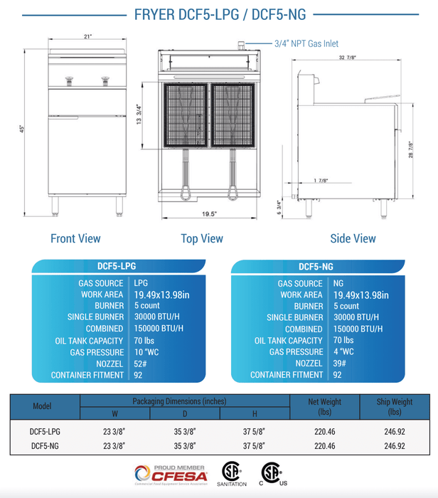 Dukers Commercial Deep Fryer