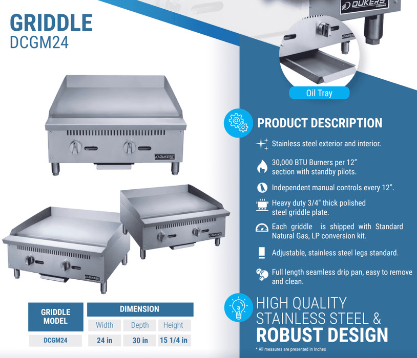 Dukers Gas Countertop Griddle