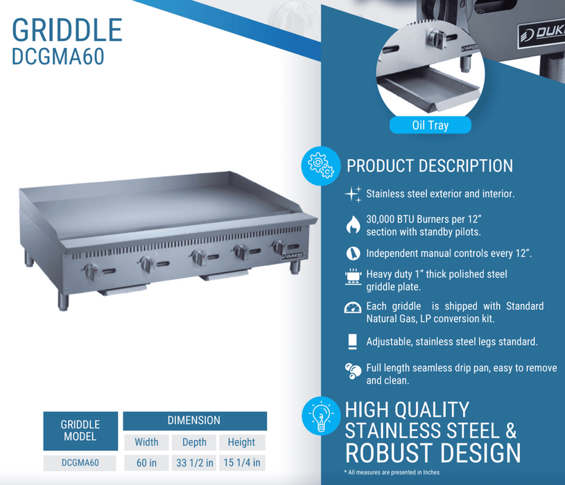 Dukers Gas Countertop Griddle