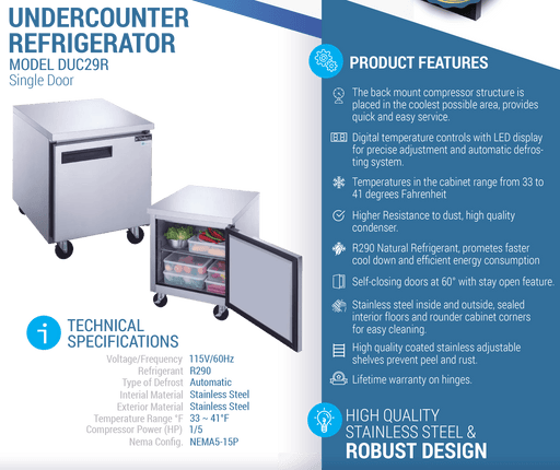 Dukers Undercounter Refrigerator