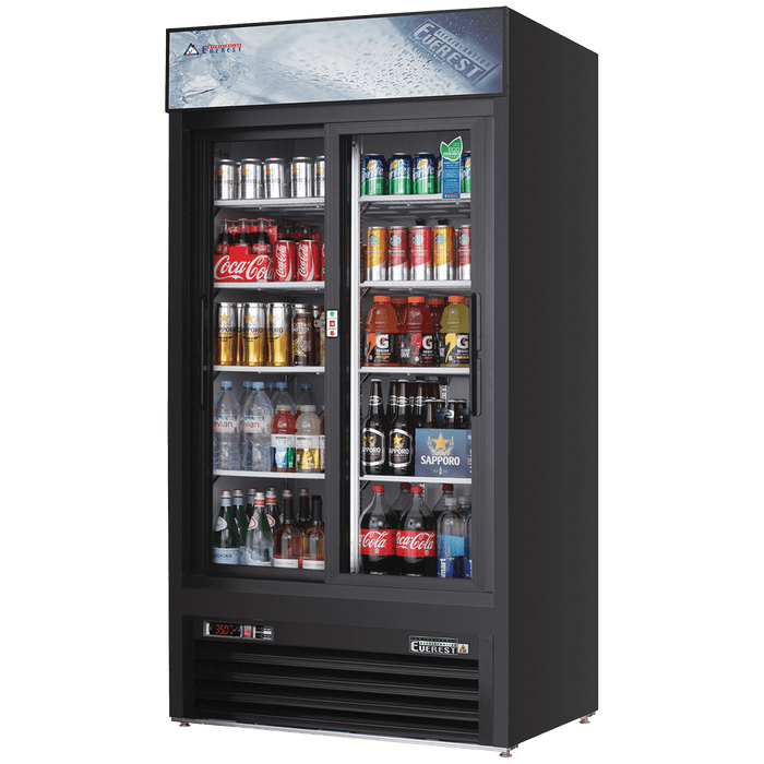 Everest EMGR33B 2 Door Refrigerator Merchandiser Sliding , 33 cu ft - Black Exterior