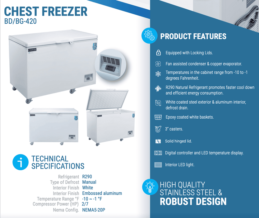 Dukers Solid Top Chest Freezer