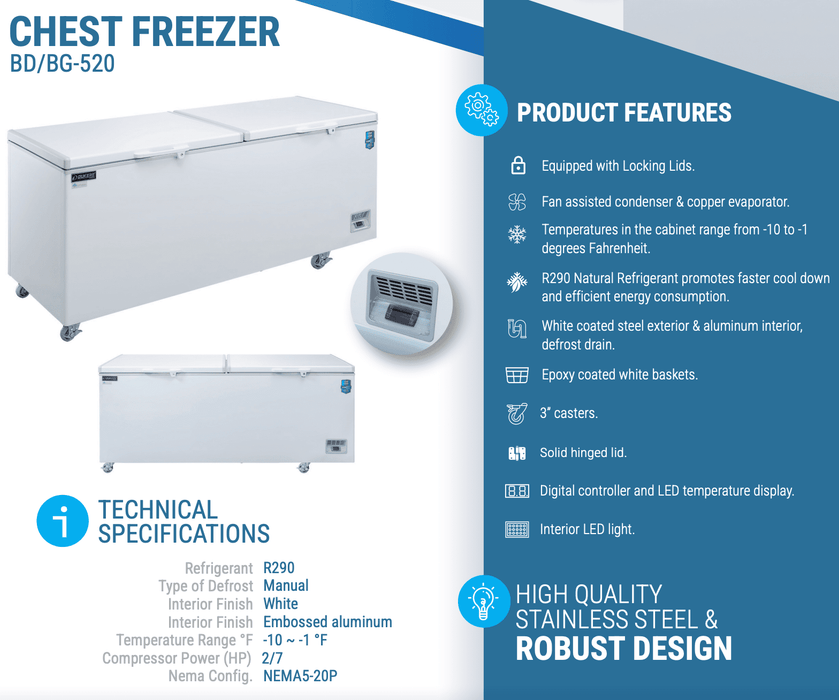 Dukers Solid Top Chest Freezer