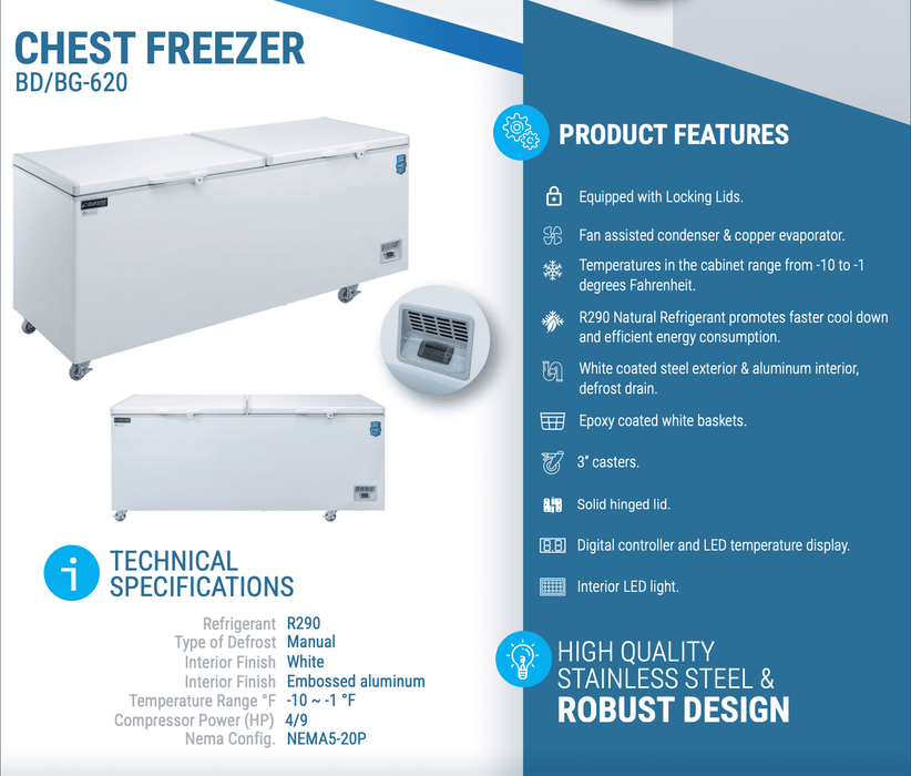 Dukers Solid Top Chest Freezer