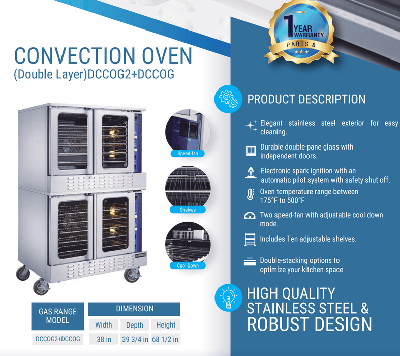 Dukers Standard Depth Gas Convection Oven