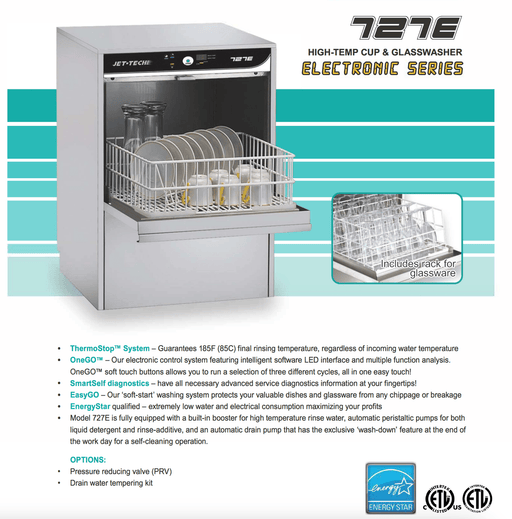 Jet-Tech 727E High-Temperature Undercounter Glasswasher