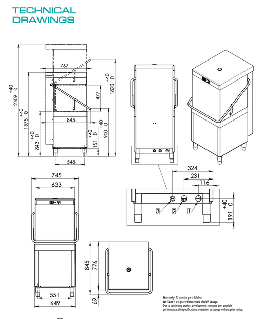 Jet-Tech 757-E High-Temperature Door-Type Dishwasher