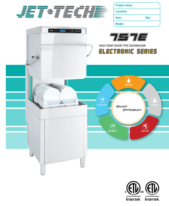 Jet-Tech 757-E High-Temperature Door-Type Dishwasher