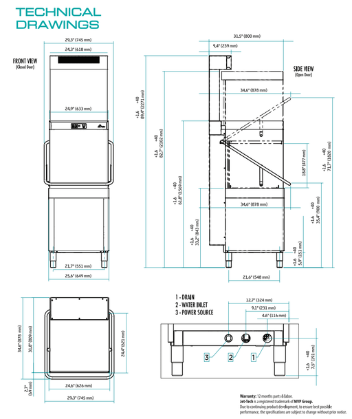 Jet-Tech 757-EV Ventless Door-Type Dishwasher