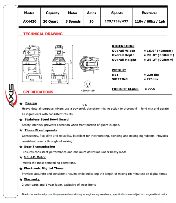 Axis Floor Planetary Mixer