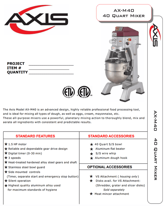 Axis Floor Planetary Mixer