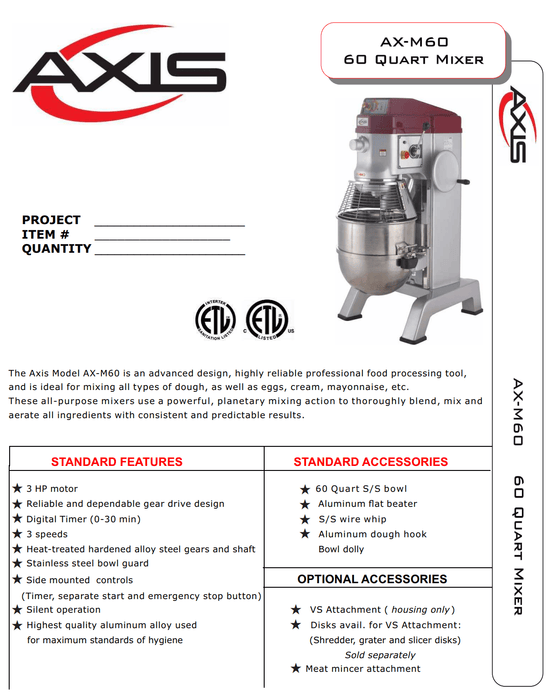 Axis Floor Planetary Mixer