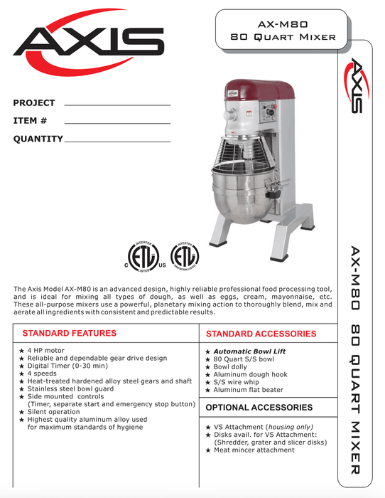 Axis Floor Planetary Mixer