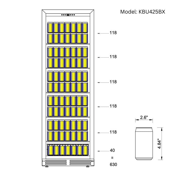 KingsBottle Beverage Refrigerator With Low-E Glass Door