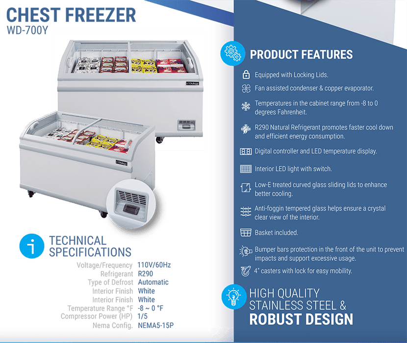 Dukers Glass Top Chest Freezer