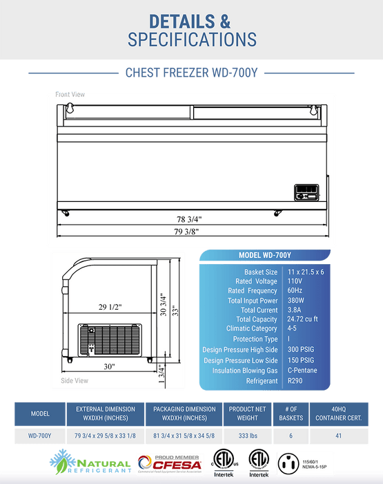 Dukers Glass Top Chest Freezer