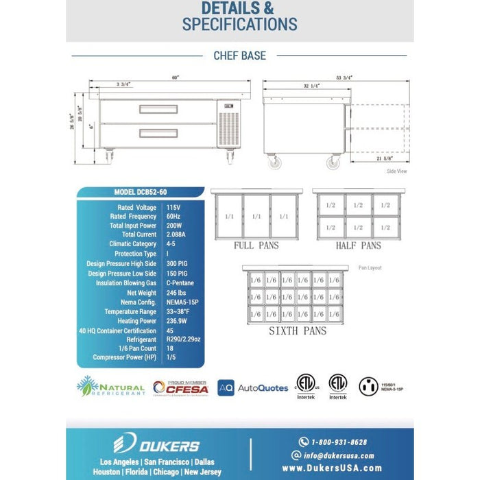 Dukers Chef Base Refrigerator