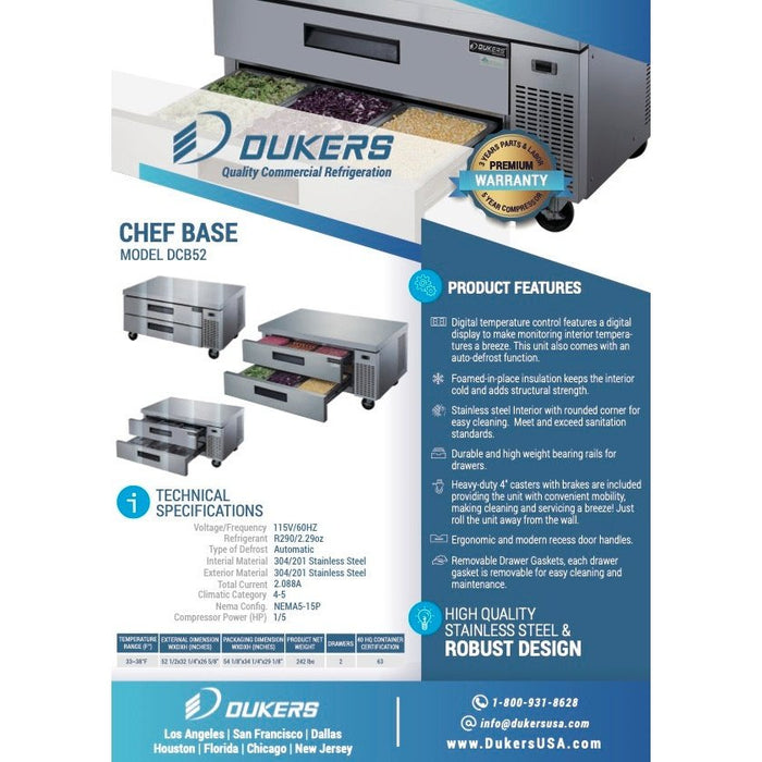 Dukers Chef Base Refrigerator