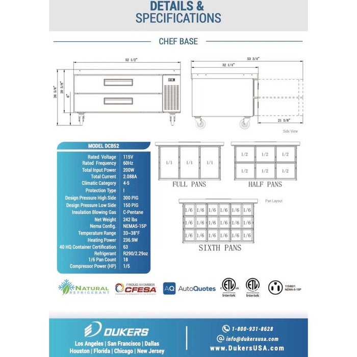 Dukers Chef Base Refrigerator